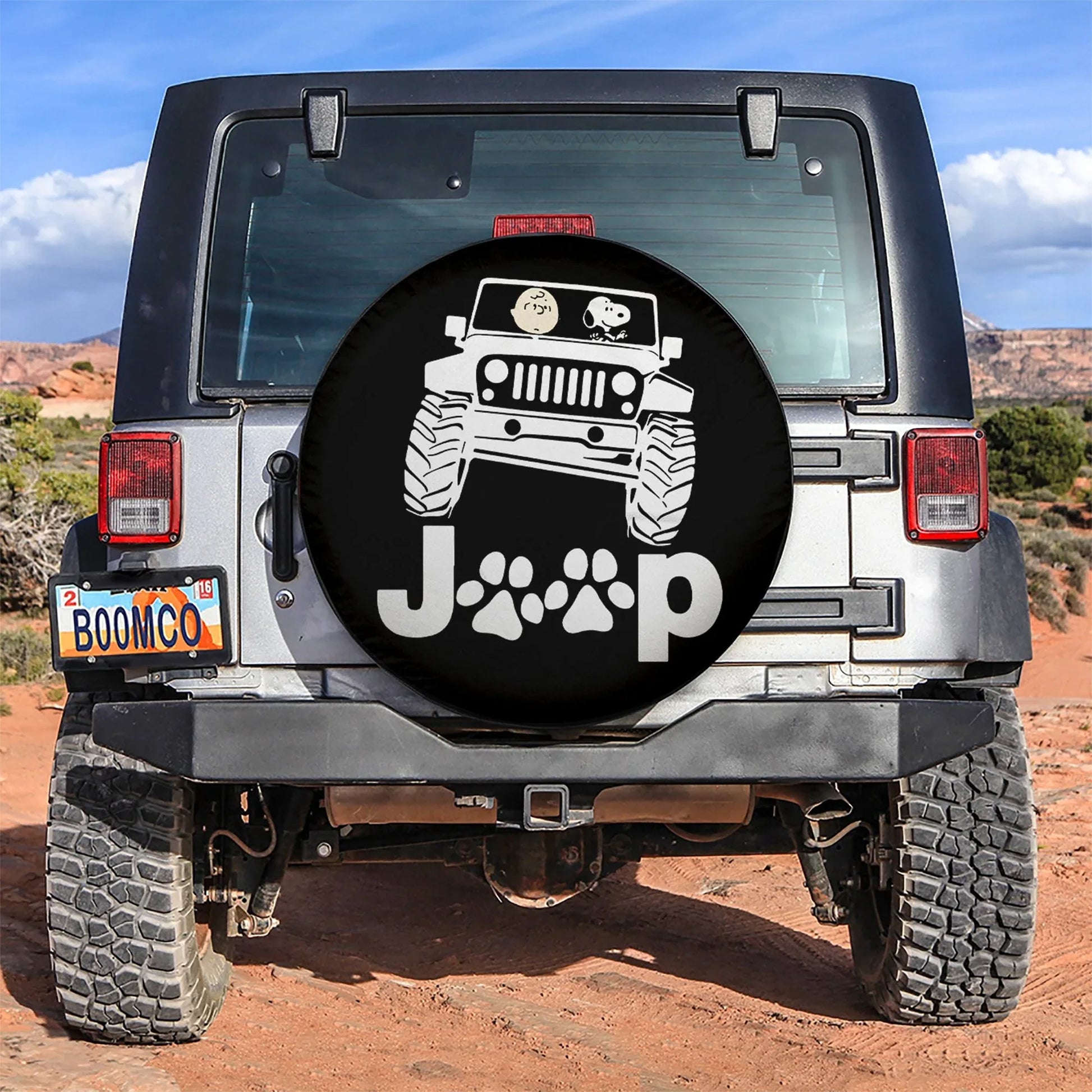 Snoopy Jeep Car Leather Spare Tire Cover - PersonalizedFury