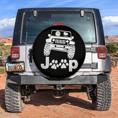 Snoopy Jeep Car Leather Spare Tire Cover - PersonalizedFury
