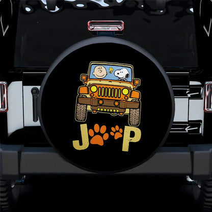 Snoopy Jeep Driving Car Leather Spare Tire Cover - PersonalizedFury