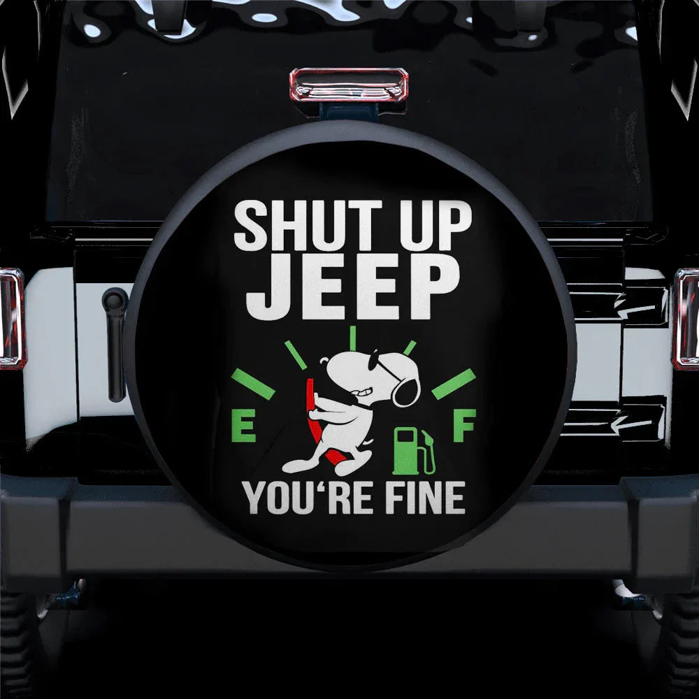 Snoopy Shut Up Funny Jeep Car Leather Spare Tire Cover - PersonalizedFury