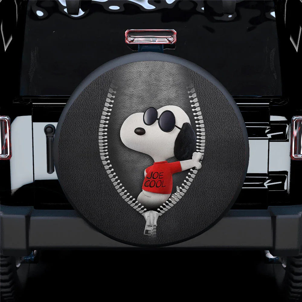 Snoopy Zipper Car Leather Spare Tire Cover - PersonalizedFury