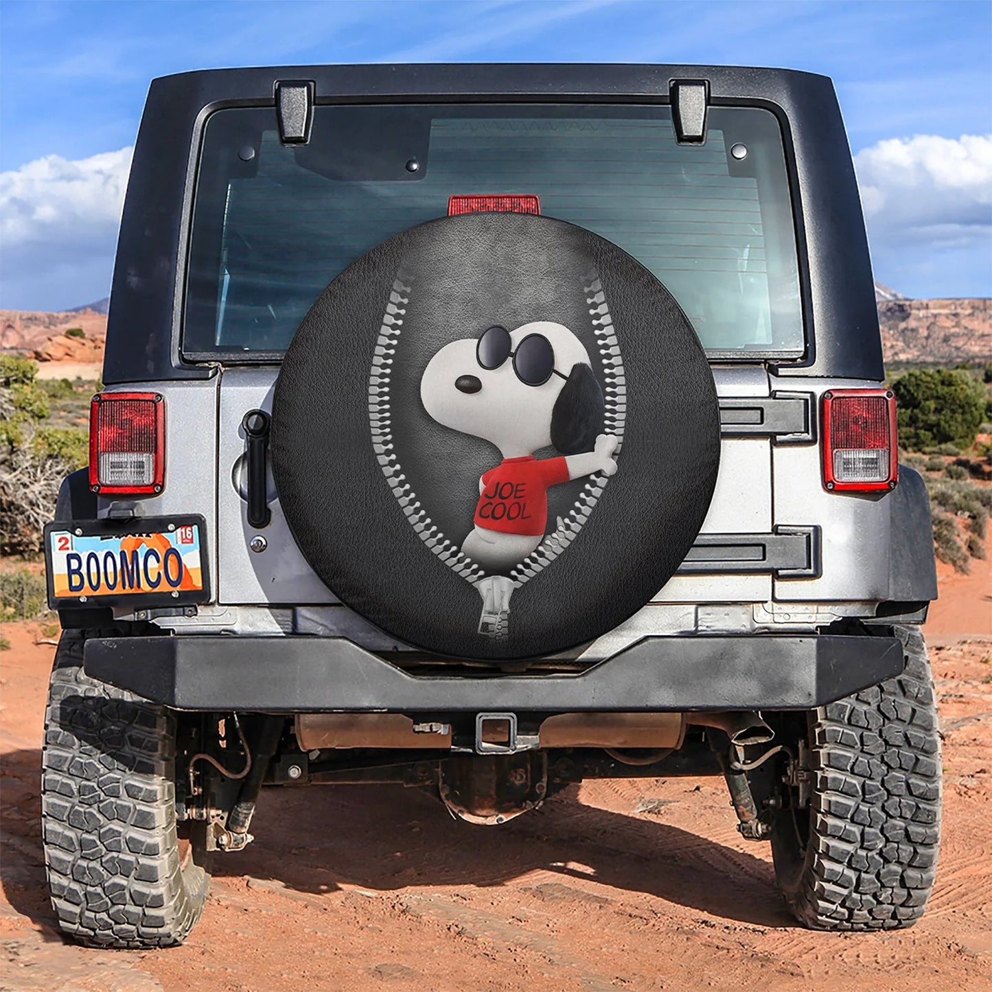 Snoopy Zipper Car Leather Spare Tire Cover - PersonalizedFury