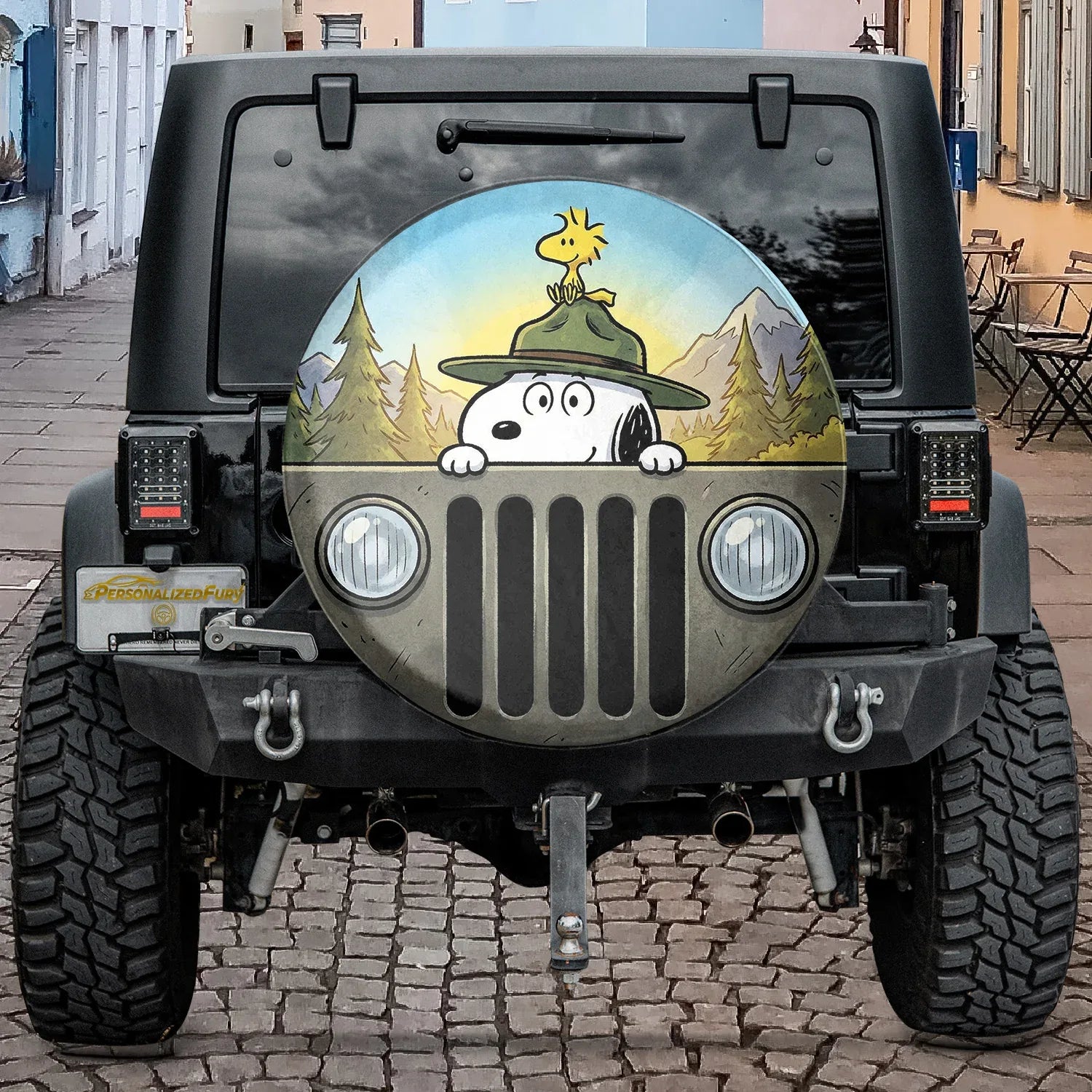 Snoopy Jeep Wheel Cover Leather Spare Tire Cover - Off-Road Accessories - PersonalizedFury