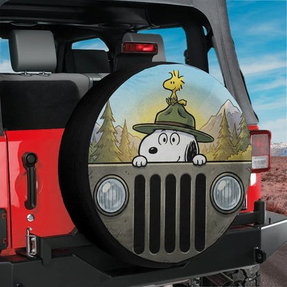 Snoopy Jeep Wheel Cover Leather Spare Tire Cover - Off-Road Accessories - PersonalizedFury