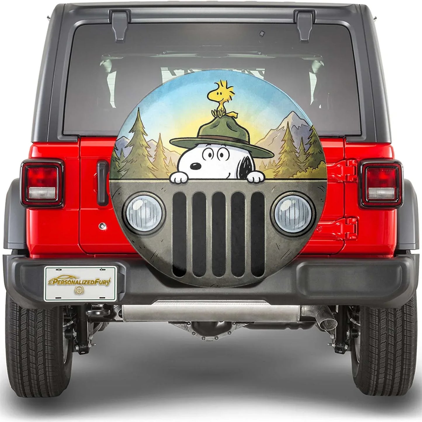 Snoopy Jeep Wheel Cover Leather Spare Tire Cover - Off-Road Accessories - PersonalizedFury