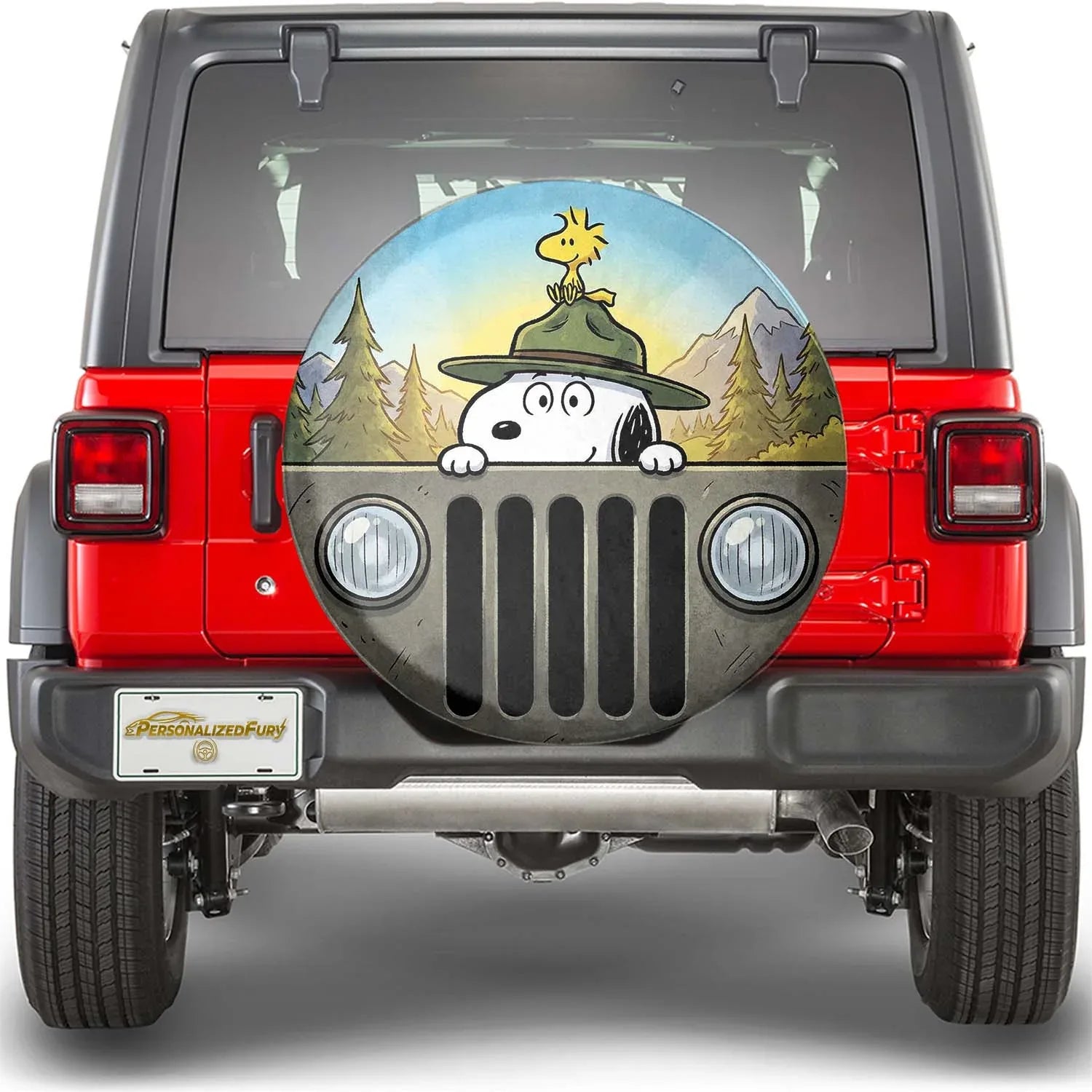 Snoopy Jeep Wheel Cover Leather Spare Tire Cover - Off-Road Accessories - PersonalizedFury