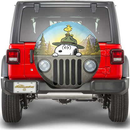 Snoopy Jeep Wheel Cover Leather Spare Tire Cover - Off-Road Accessories - PersonalizedFury
