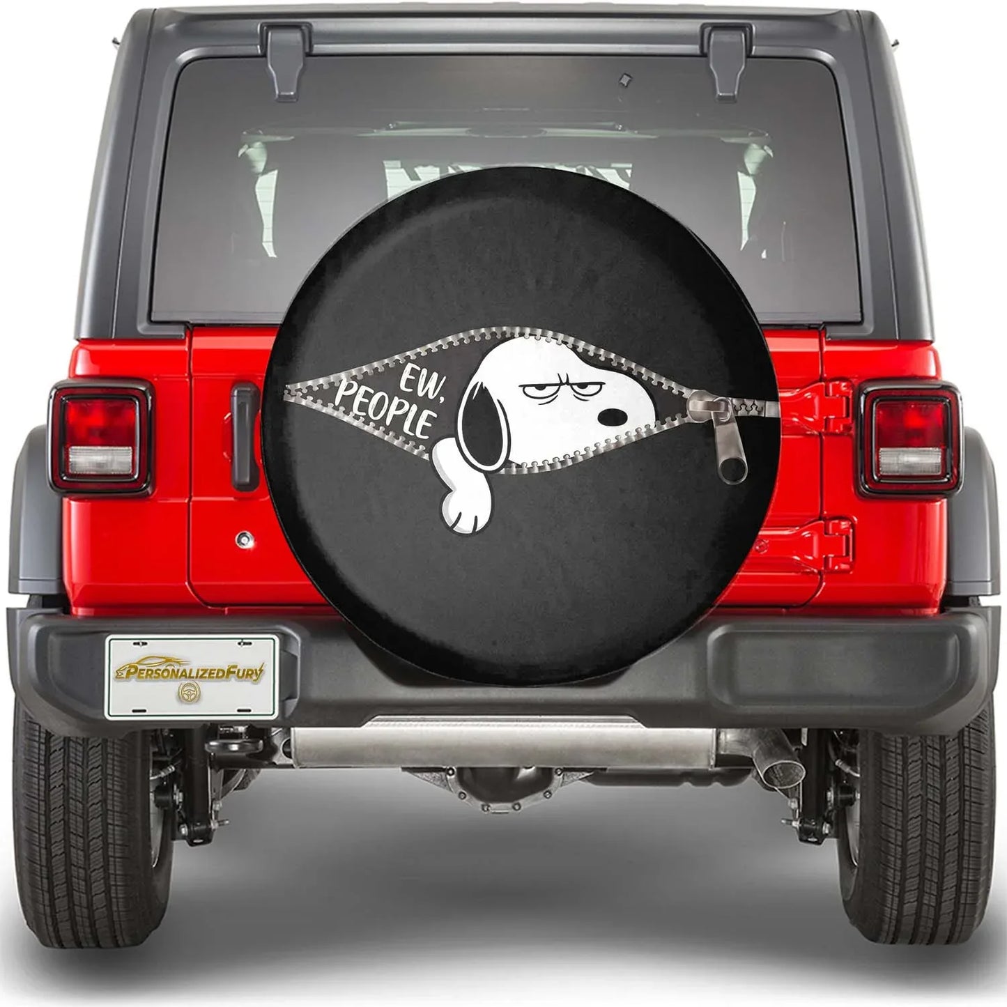 Snoopy Jeep Leather Spare Tire Cover – Ew People Cartoon Design - PersonalizedFury