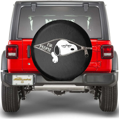 Snoopy Jeep Leather Spare Tire Cover – Ew People Cartoon Design - PersonalizedFury