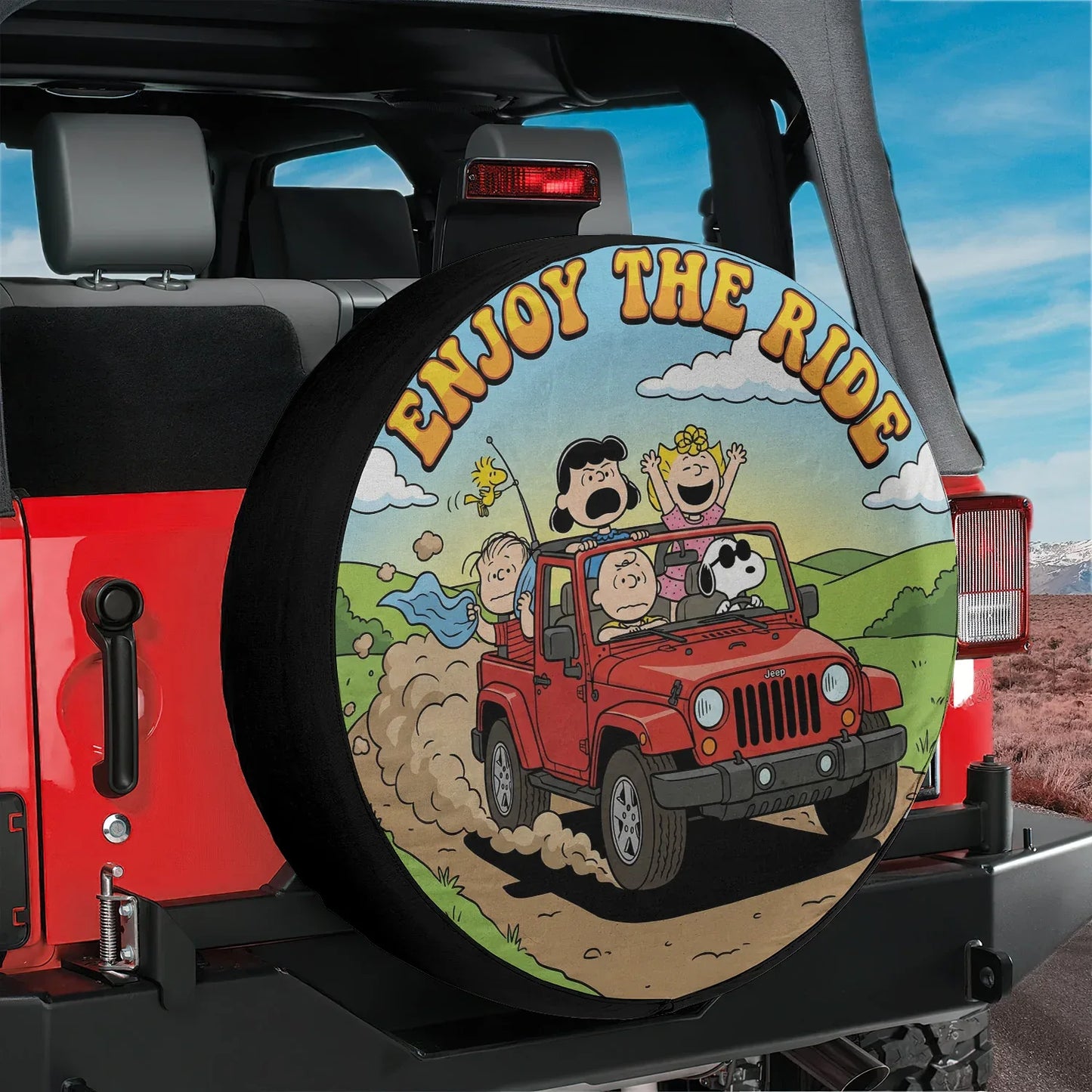 Snoopy Jeep Spare Tire Cover – Enjoy The Ride Adventure Vibe - PersonalizedFury