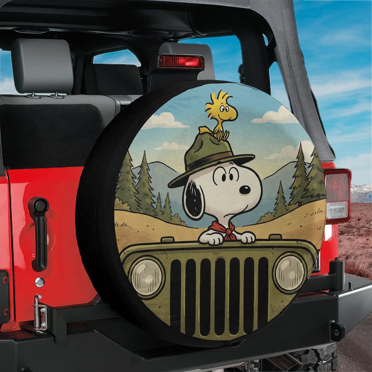 Snoopy Leather Jeep Spare Tire Cover - PersonalizedFury