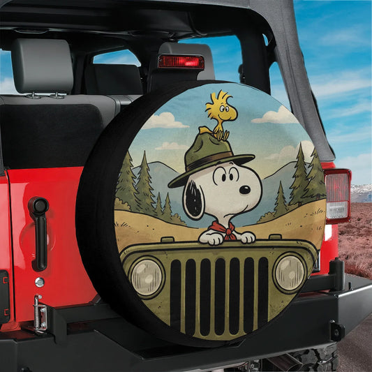 Snoopy Leather Jeep Spare Tire Cover - PersonalizedFury