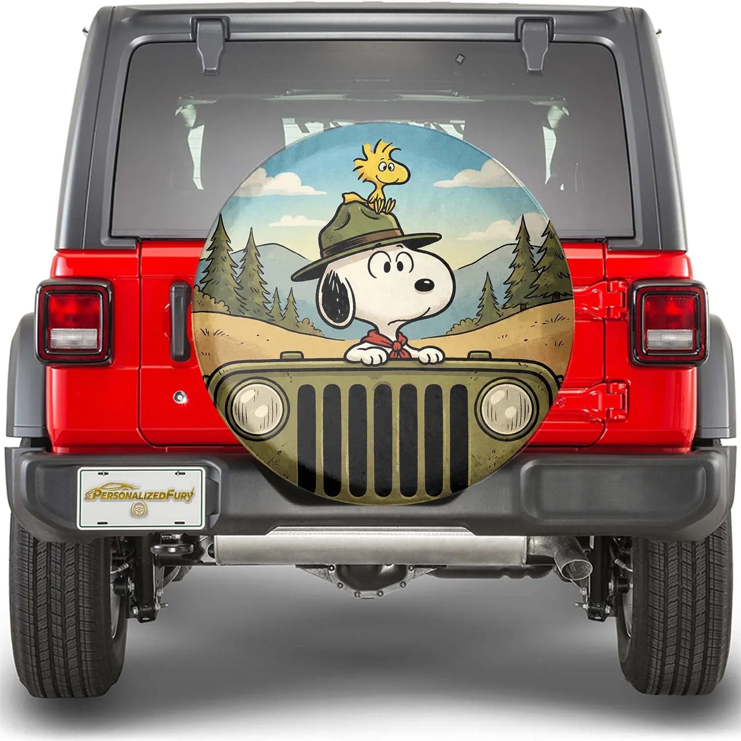 Snoopy Leather Jeep Spare Tire Cover - PersonalizedFury