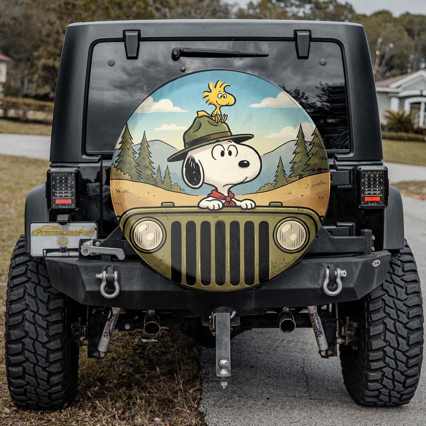 Snoopy Leather Jeep Spare Tire Cover - PersonalizedFury