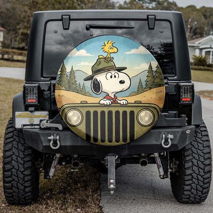 Snoopy Leather Jeep Spare Tire Cover - PersonalizedFury