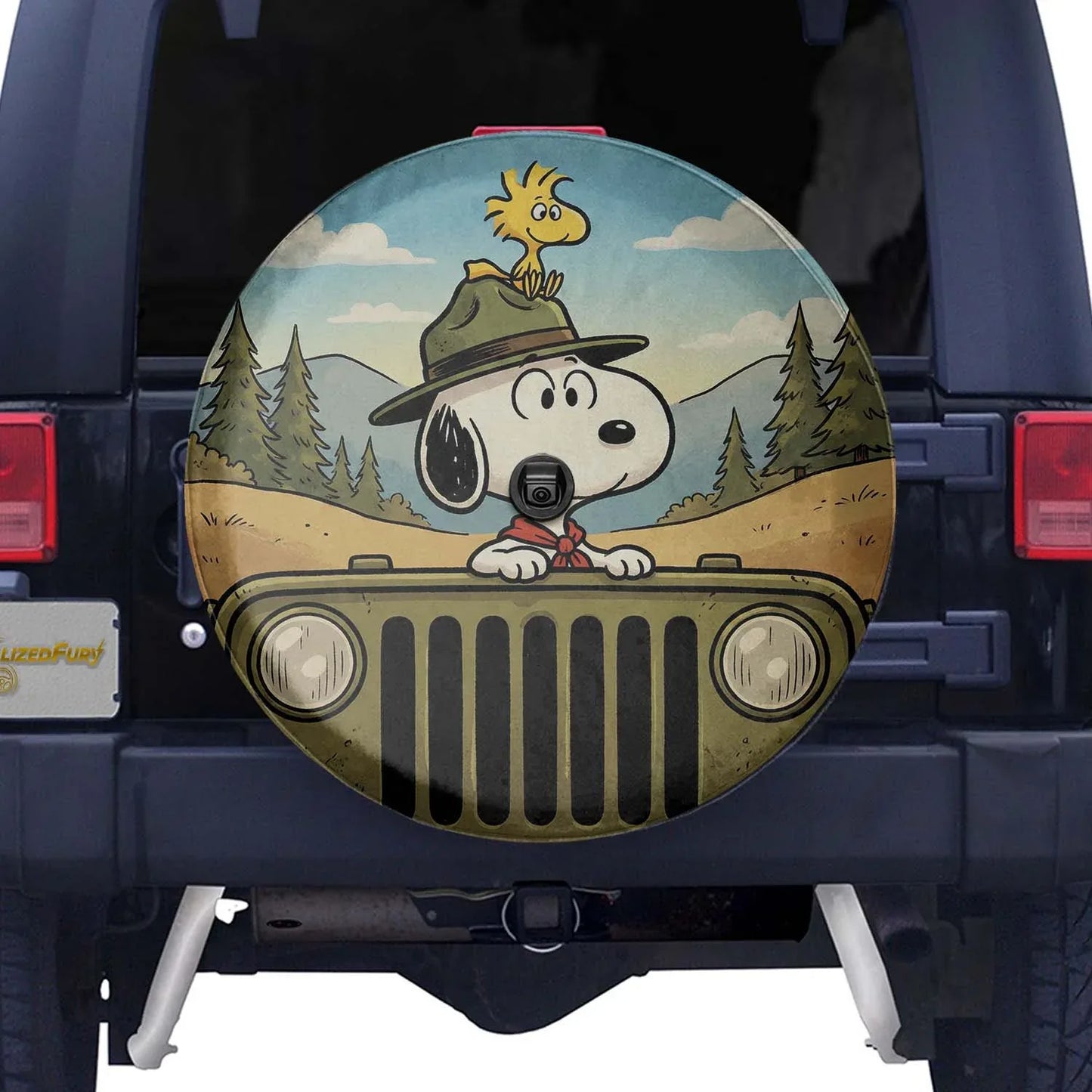 Snoopy Leather Jeep Spare Tire Cover - PersonalizedFury