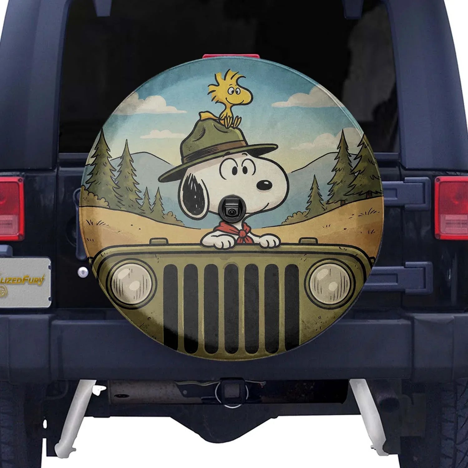 Snoopy Leather Jeep Spare Tire Cover - PersonalizedFury