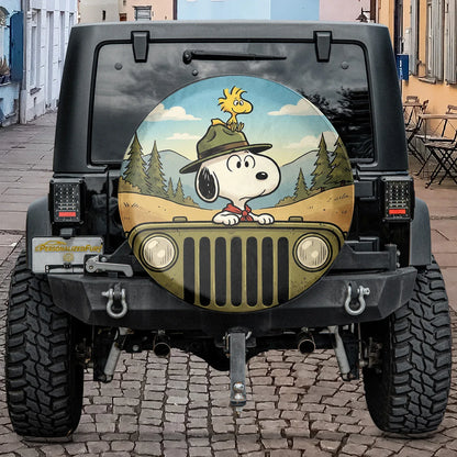 Snoopy Leather Jeep Spare Tire Cover - PersonalizedFury