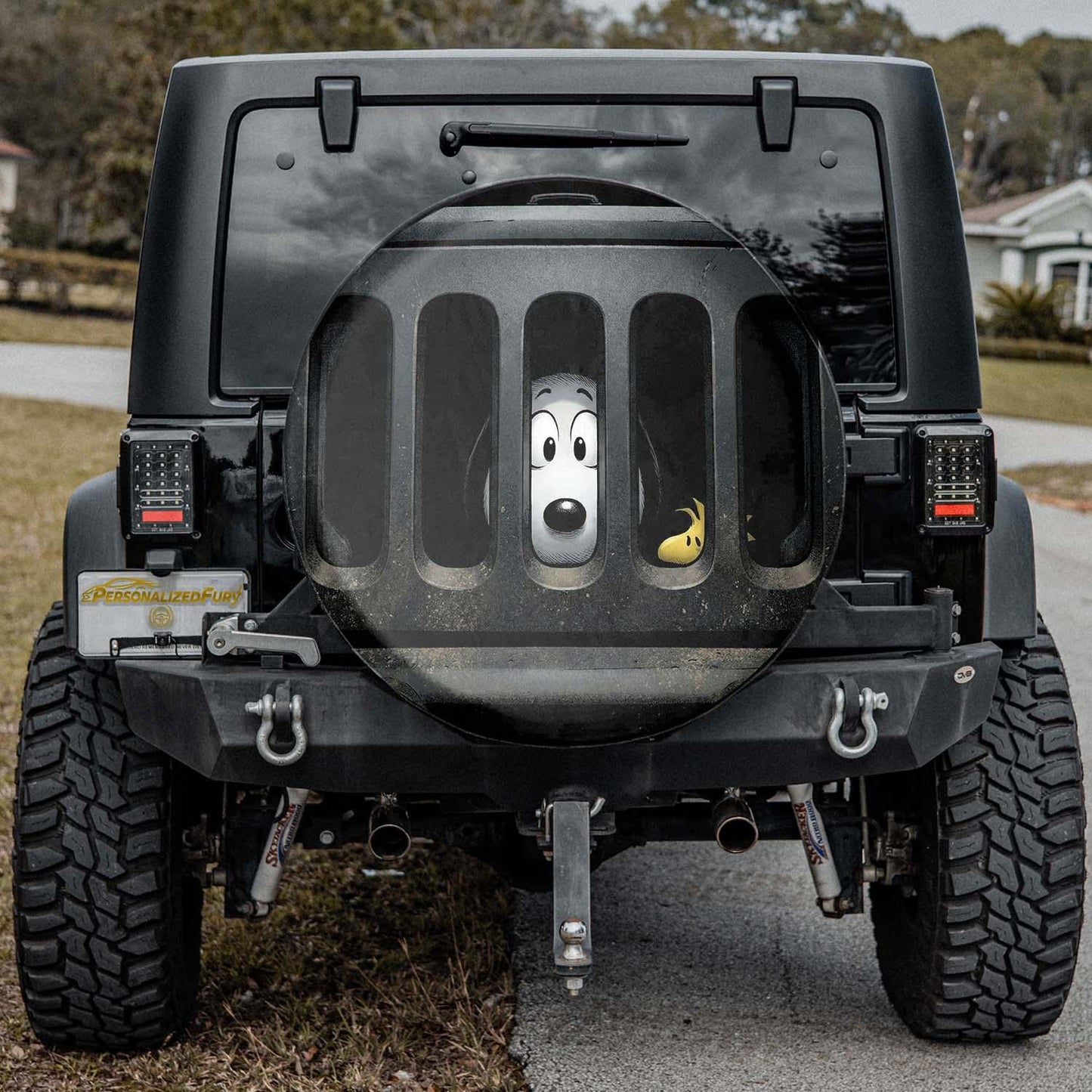 Snoopy Leather Jeep Spare Tire Cover – Funny Road Trip Style - PersonalizedFury