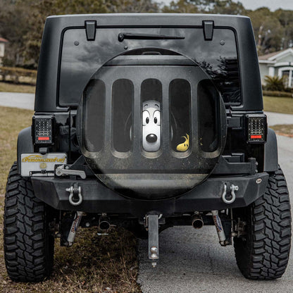 Snoopy Leather Jeep Spare Tire Cover – Funny Road Trip Style - PersonalizedFury
