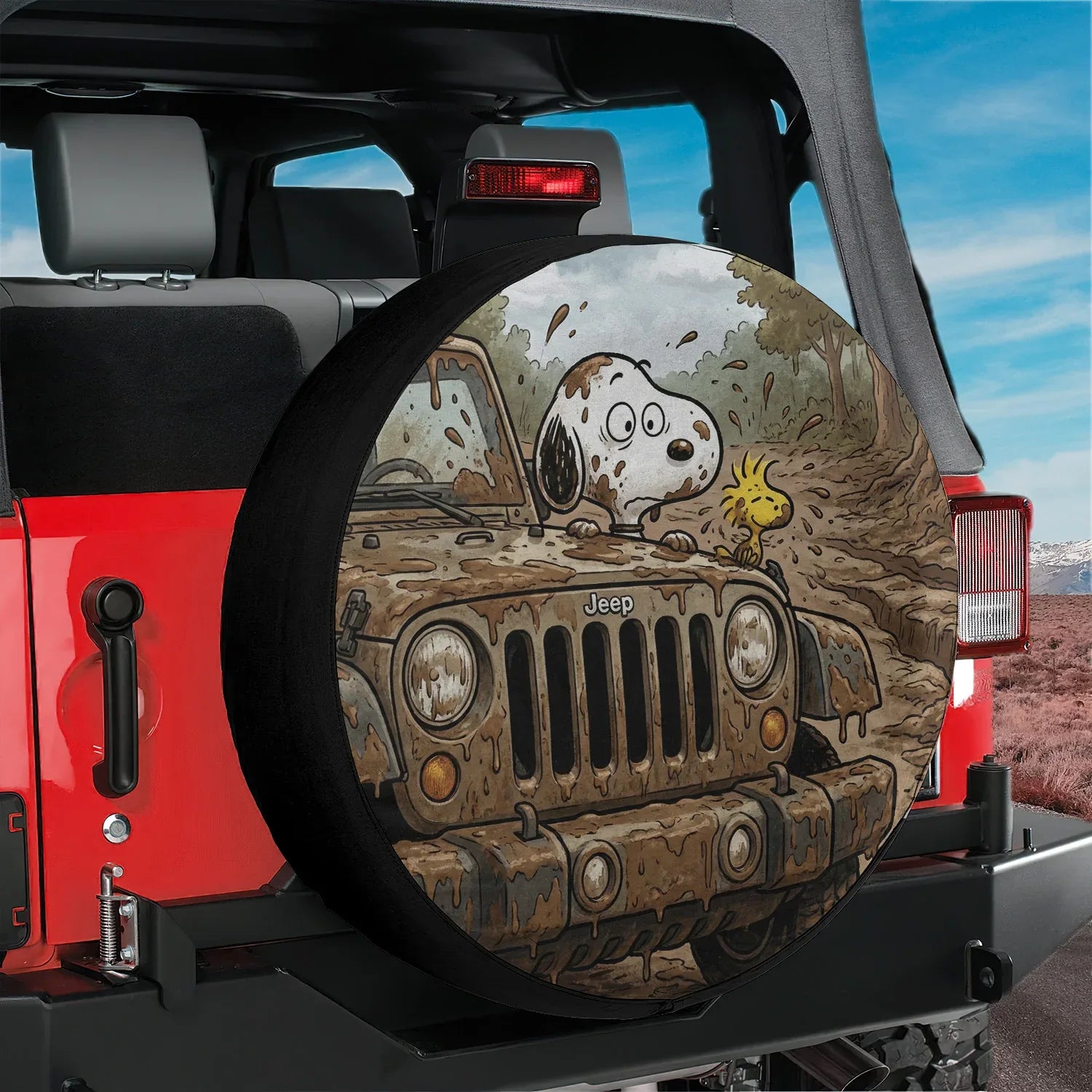 Snoopy Leather Jeep Spare Tire Cover – Funny Road Trip - PersonalizedFury
