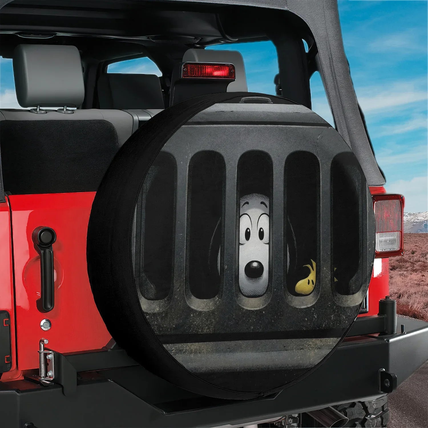Snoopy Leather Jeep Spare Tire Cover – Funny Road Trip Style - PersonalizedFury