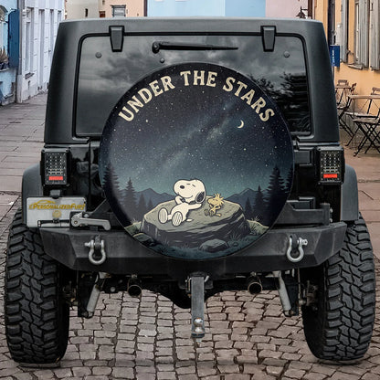 Snoopy Leather Jeep Spare Tire Cover – Under The Stars Night Adventure - PersonalizedFury