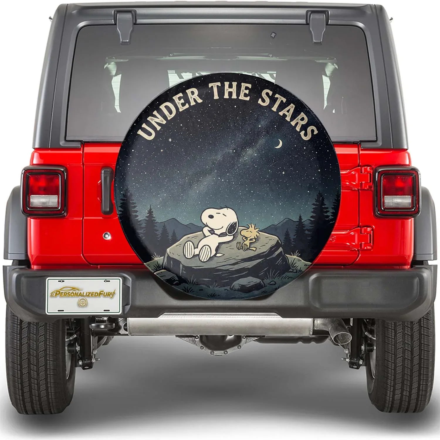 Snoopy Leather Jeep Spare Tire Cover – Under The Stars Night Adventure - PersonalizedFury