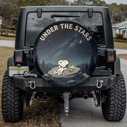 Snoopy Leather Jeep Spare Tire Cover – Under The Stars Night Adventure - PersonalizedFury