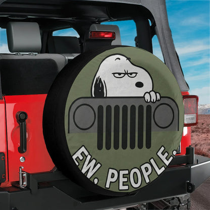 Snoopy Leather Spare Tire Cover Ew People – Funny Jeep Tire Cover - PersonalizedFury