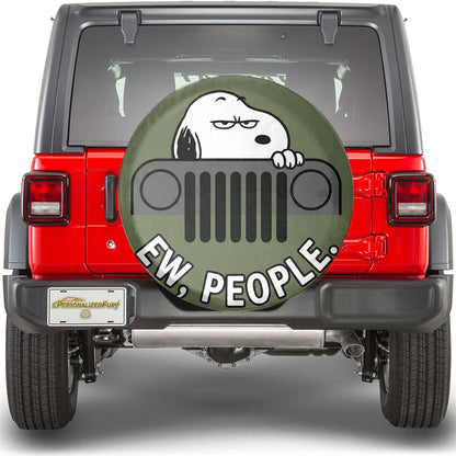 Snoopy Leather Spare Tire Cover Ew People – Funny Jeep Tire Cover - PersonalizedFury
