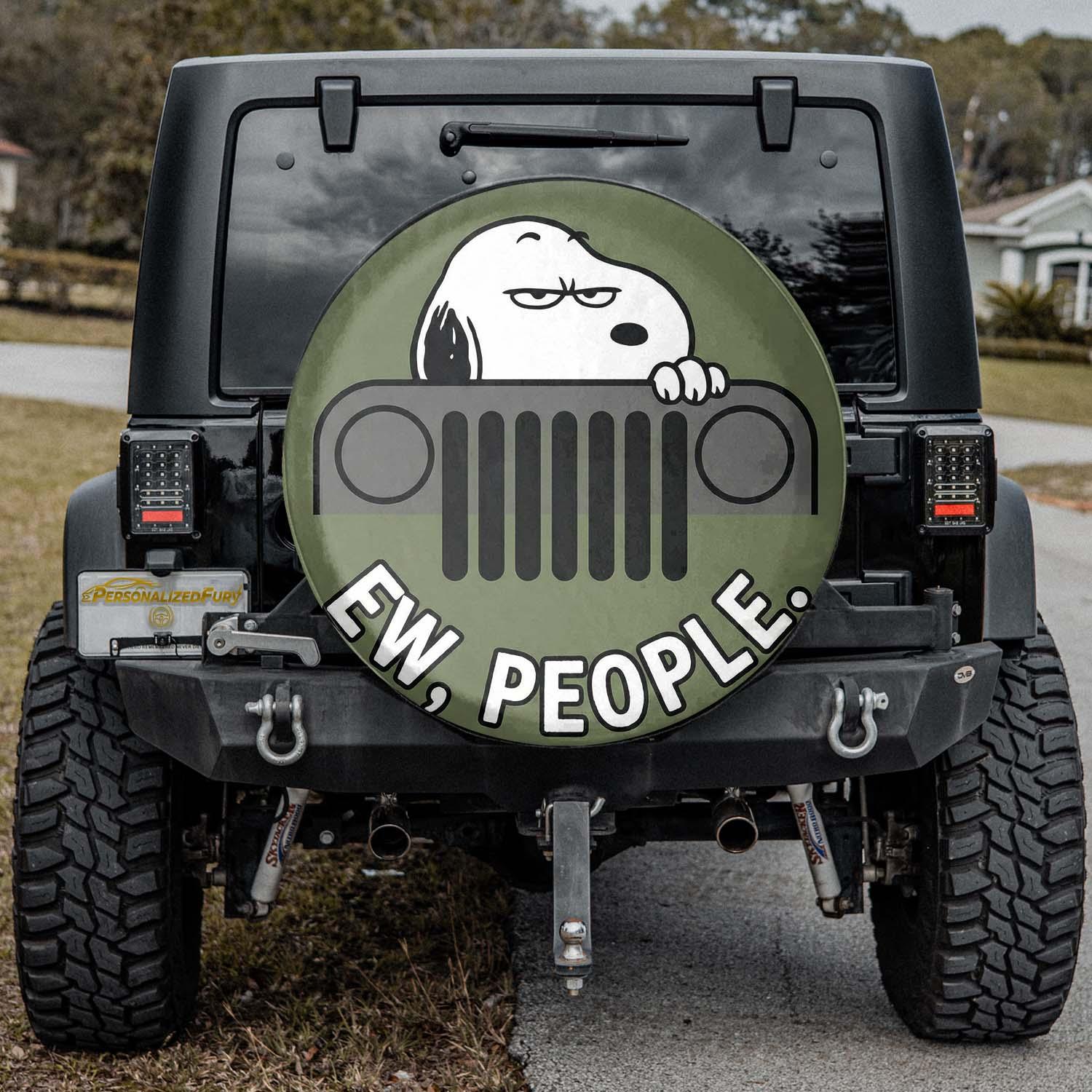 Snoopy Leather Spare Tire Cover Ew People – Funny Jeep Tire Cover - PersonalizedFury