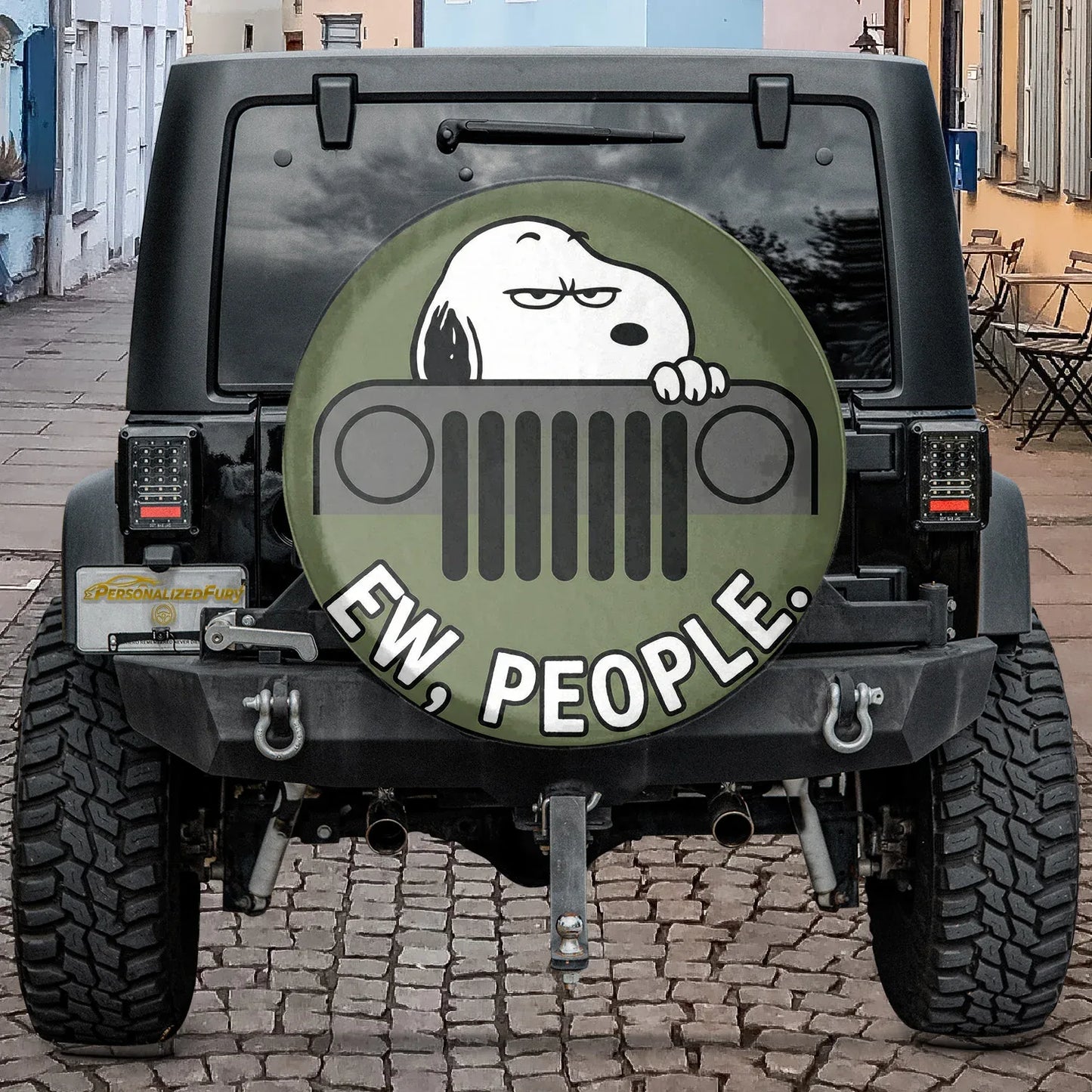 Snoopy Leather Spare Tire Cover Ew People – Funny Jeep Tire Cover - PersonalizedFury