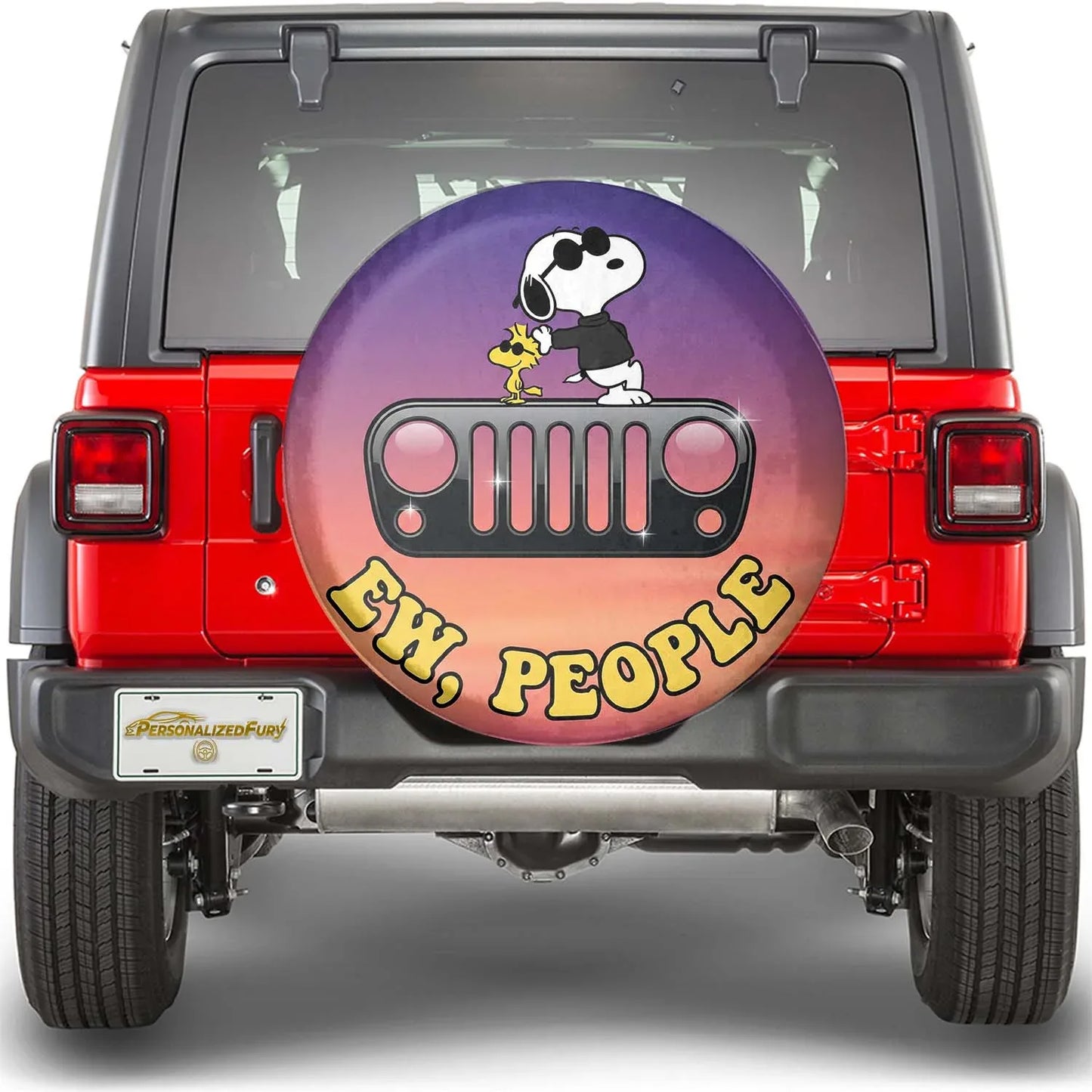 Snoopy Leather Spare Tire Cover Ew People – Funny Offroad Jeep Cover - PersonalizedFury