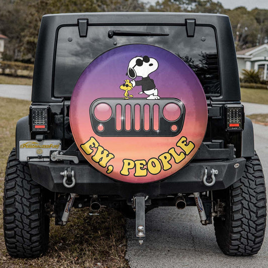 Snoopy Leather Spare Tire Cover Ew People – Funny Offroad Jeep Cover - PersonalizedFury