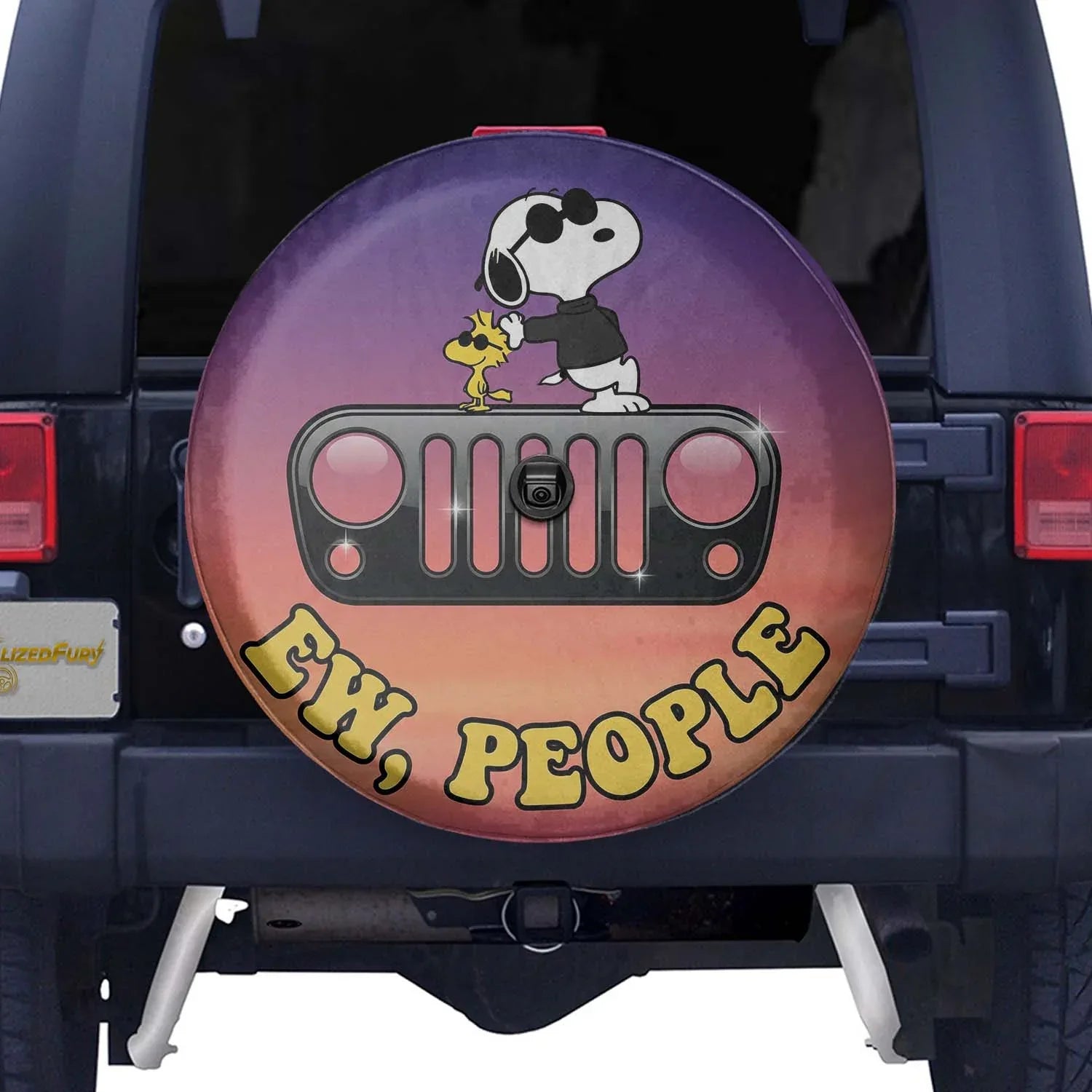 Snoopy Leather Spare Tire Cover Ew People – Funny Offroad Jeep Cover - PersonalizedFury