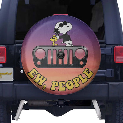 Snoopy Leather Spare Tire Cover Ew People – Funny Offroad Jeep Cover - PersonalizedFury