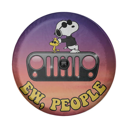 Snoopy Leather Spare Tire Cover Ew People – Funny Offroad Jeep Cover - PersonalizedFury