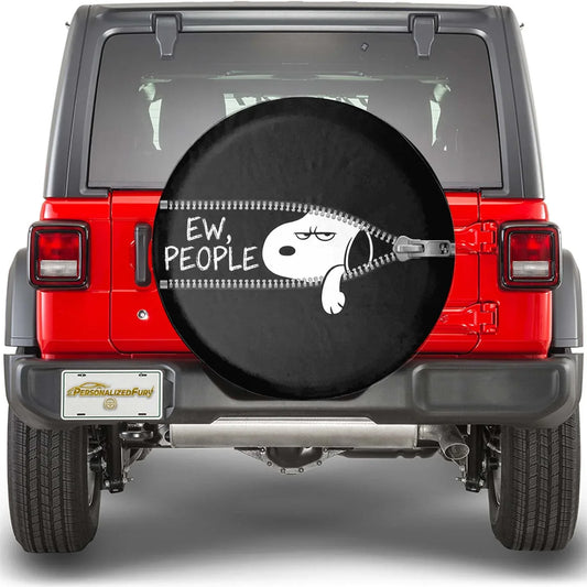 Snoopy Leather Spare Tire Cover Ew People – Jeep Wrangler Tire Cover - PersonalizedFury