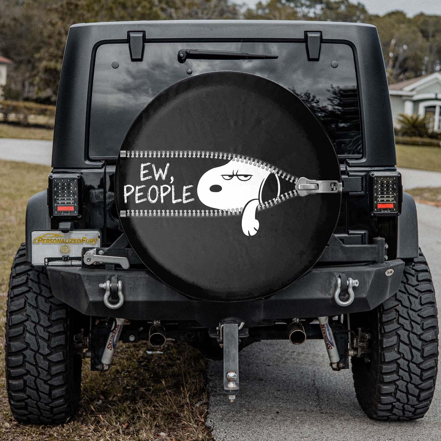 Snoopy Leather Spare Tire Cover Ew People – Jeep Wrangler Tire Cover - PersonalizedFury