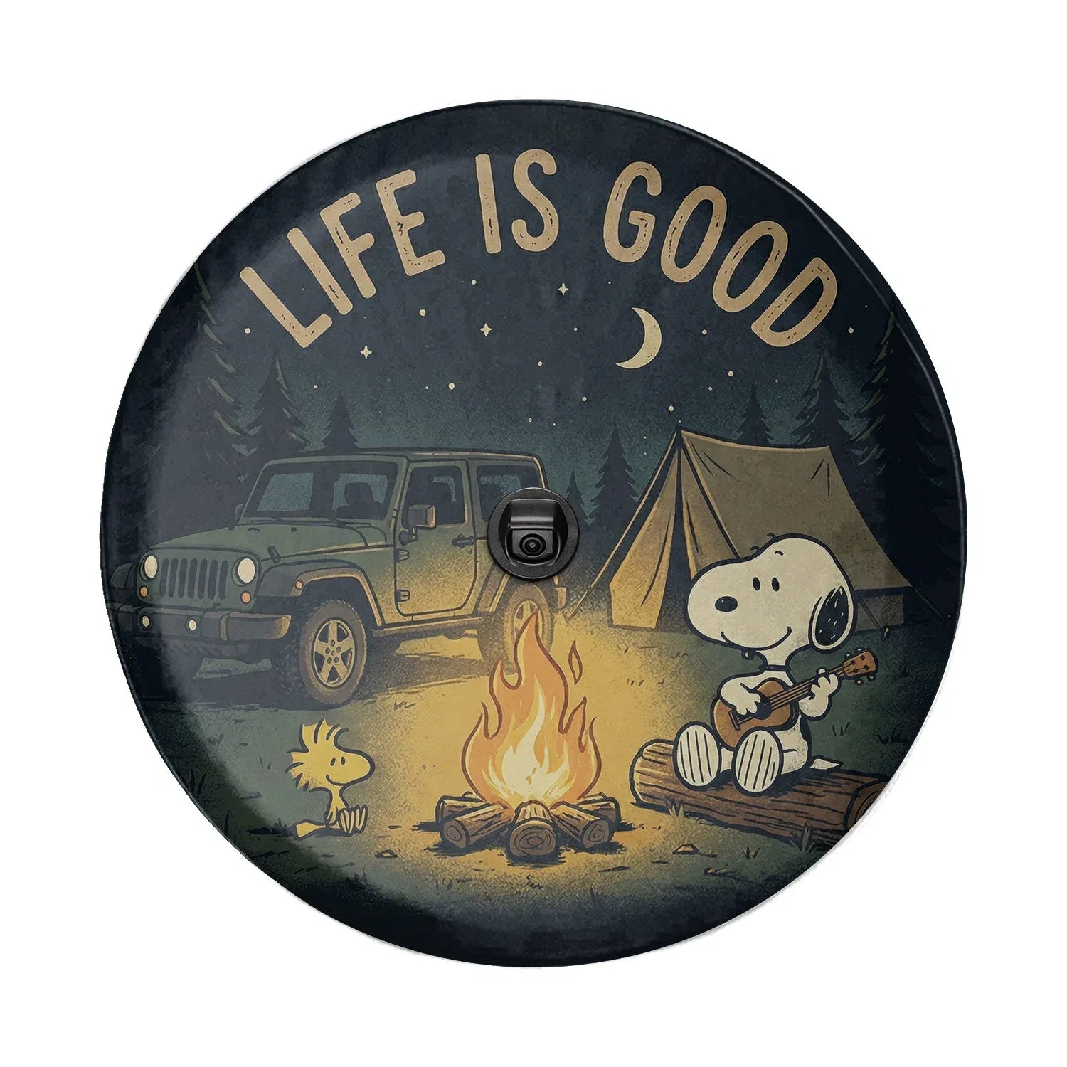 Snoopy Leather Spare Tire Cover - Life Is Good Offroad Jeep Cover - PersonalizedFury