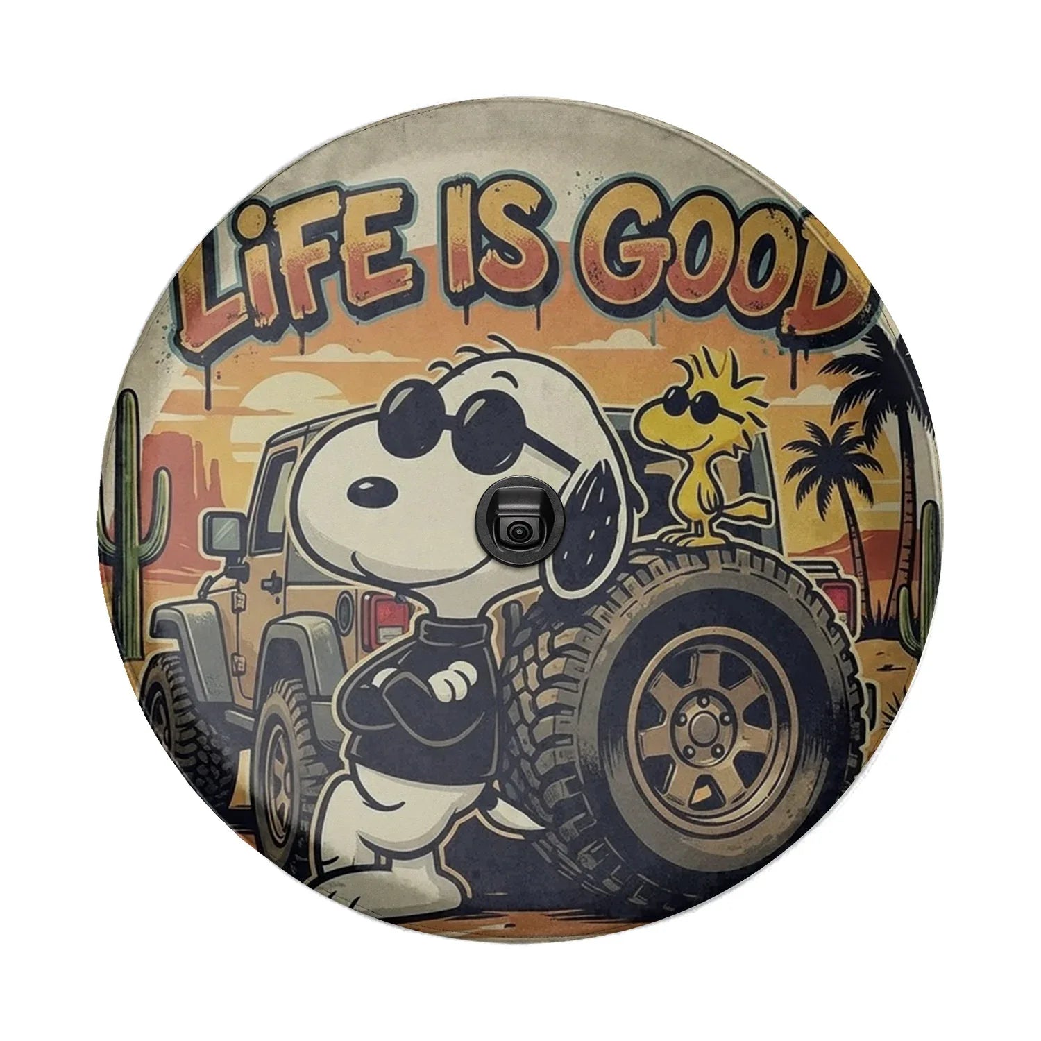 Snoopy Leather Spare Tire Cover Life Is Good – Funny Offroad Jeep Cover - PersonalizedFury