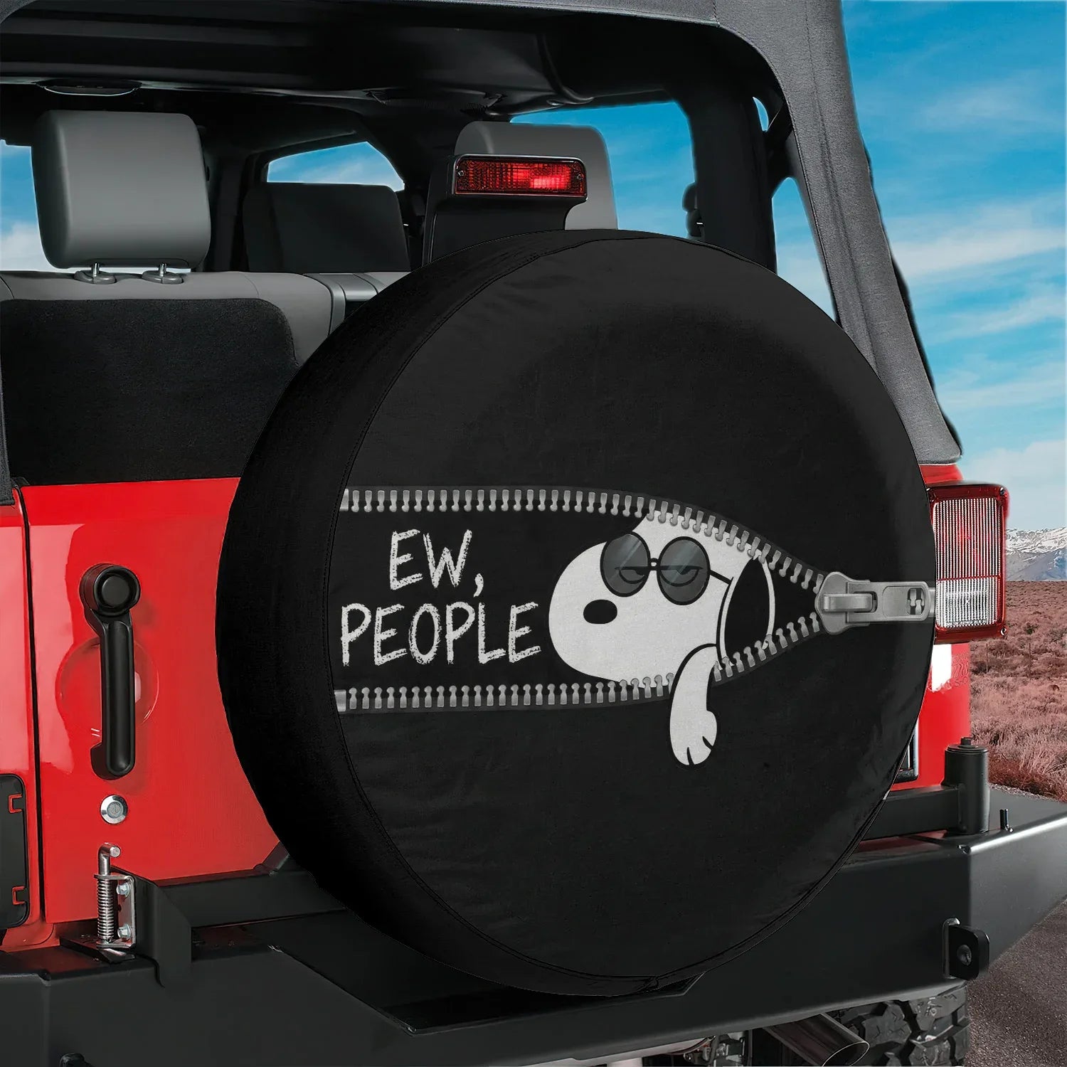 Snoopy Leather Spare Tire Cover – Ew People Off Road Jeep Style - PersonalizedFury