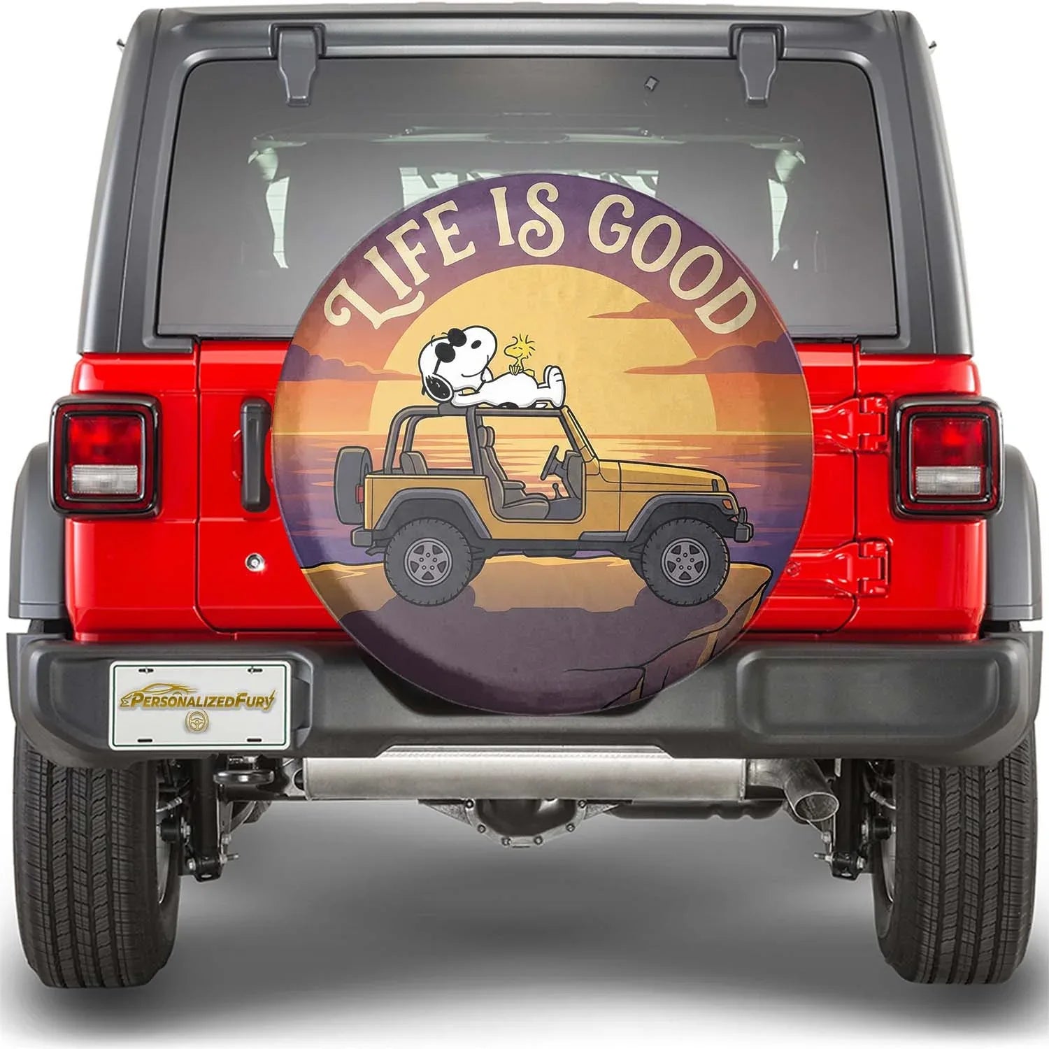 Snoopy Leather Spare Tire Cover – Life Is Good Off Road Jeep Cover - PersonalizedFury