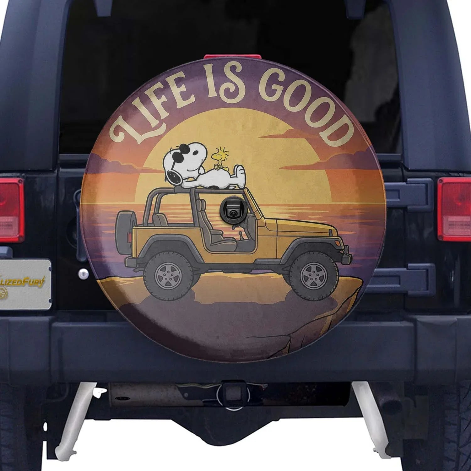 Snoopy Leather Spare Tire Cover – Life Is Good Off Road Jeep Cover - PersonalizedFury
