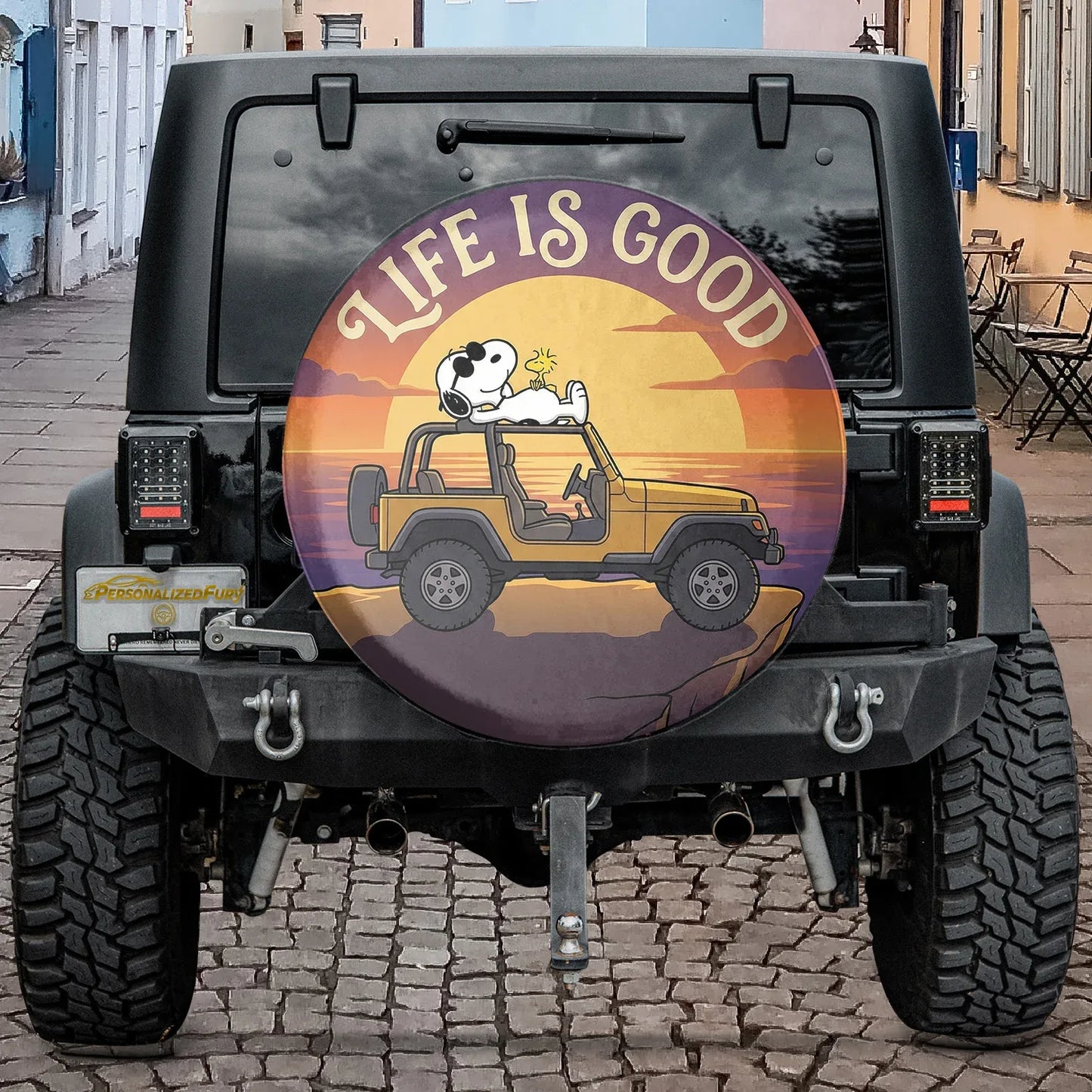 Snoopy Leather Spare Tire Cover – Life Is Good Off Road Jeep Cover - PersonalizedFury