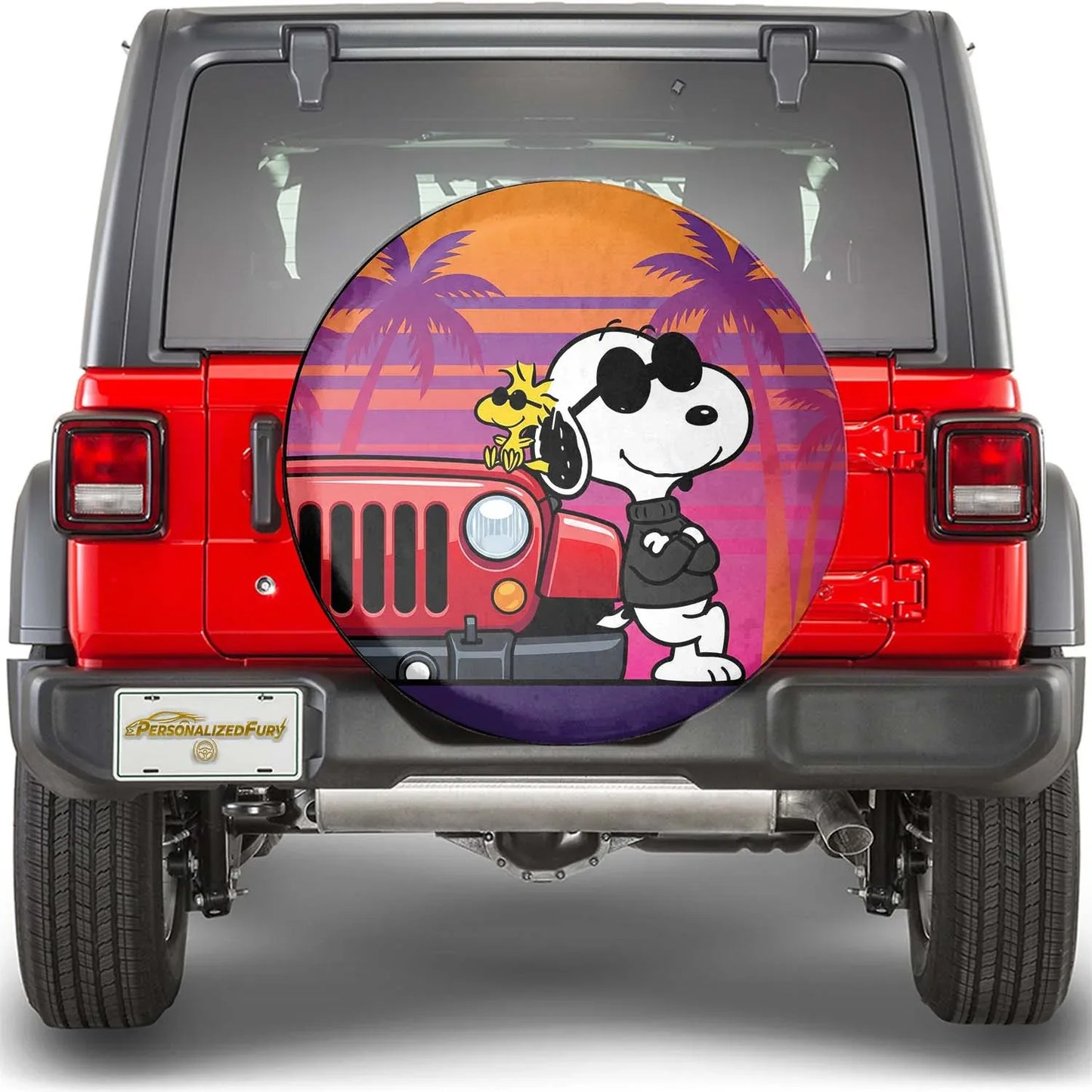Snoopy Leather Spare Tire Cover for Jeep Wrangler - PersonalizedFury