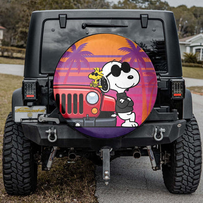Snoopy Leather Spare Tire Cover for Jeep Wrangler - PersonalizedFury