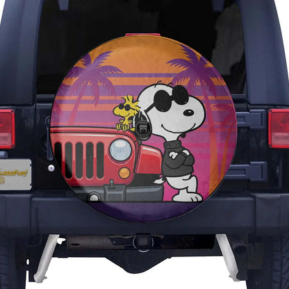 Snoopy Leather Spare Tire Cover for Jeep Wrangler - PersonalizedFury
