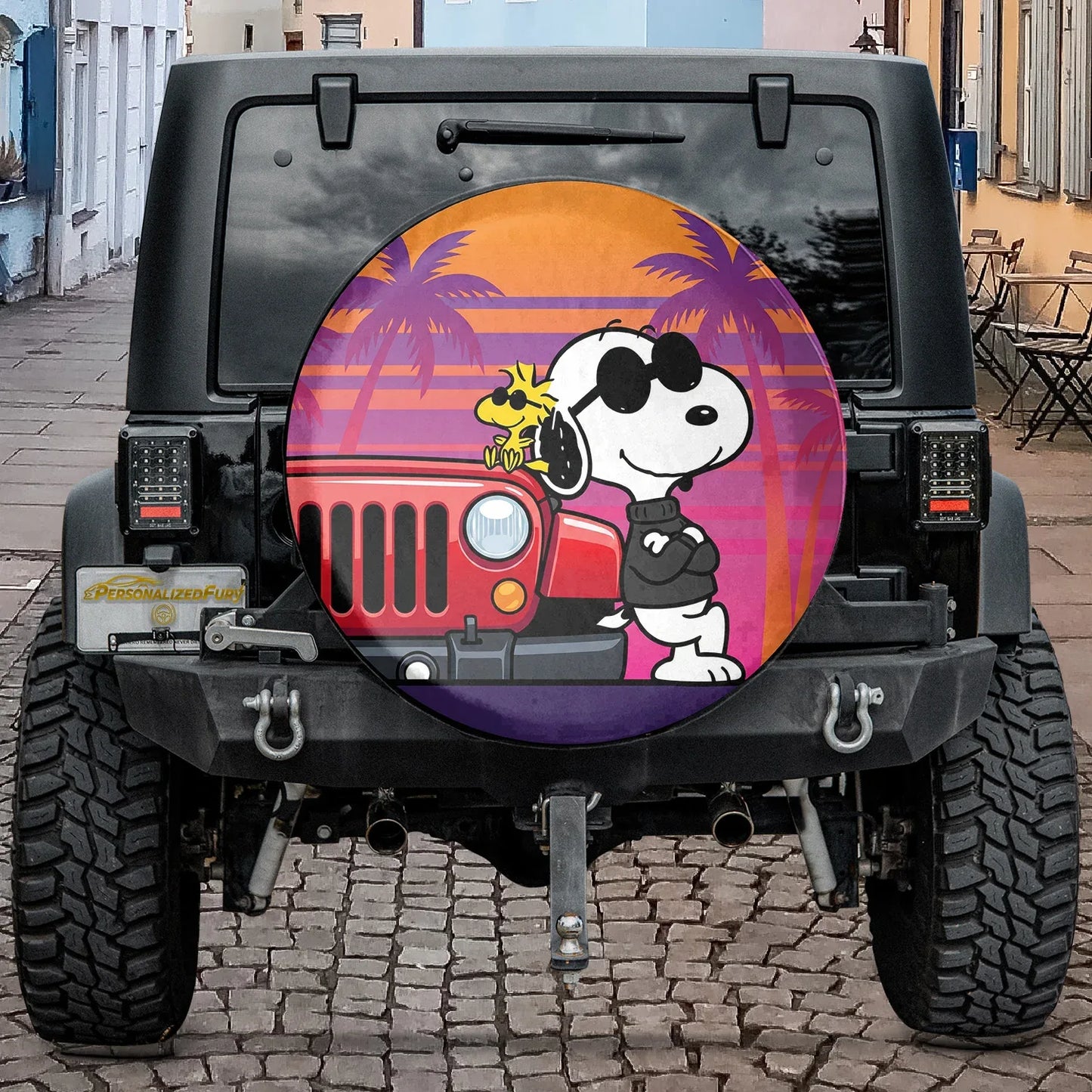 Snoopy Leather Spare Tire Cover for Jeep Wrangler - PersonalizedFury